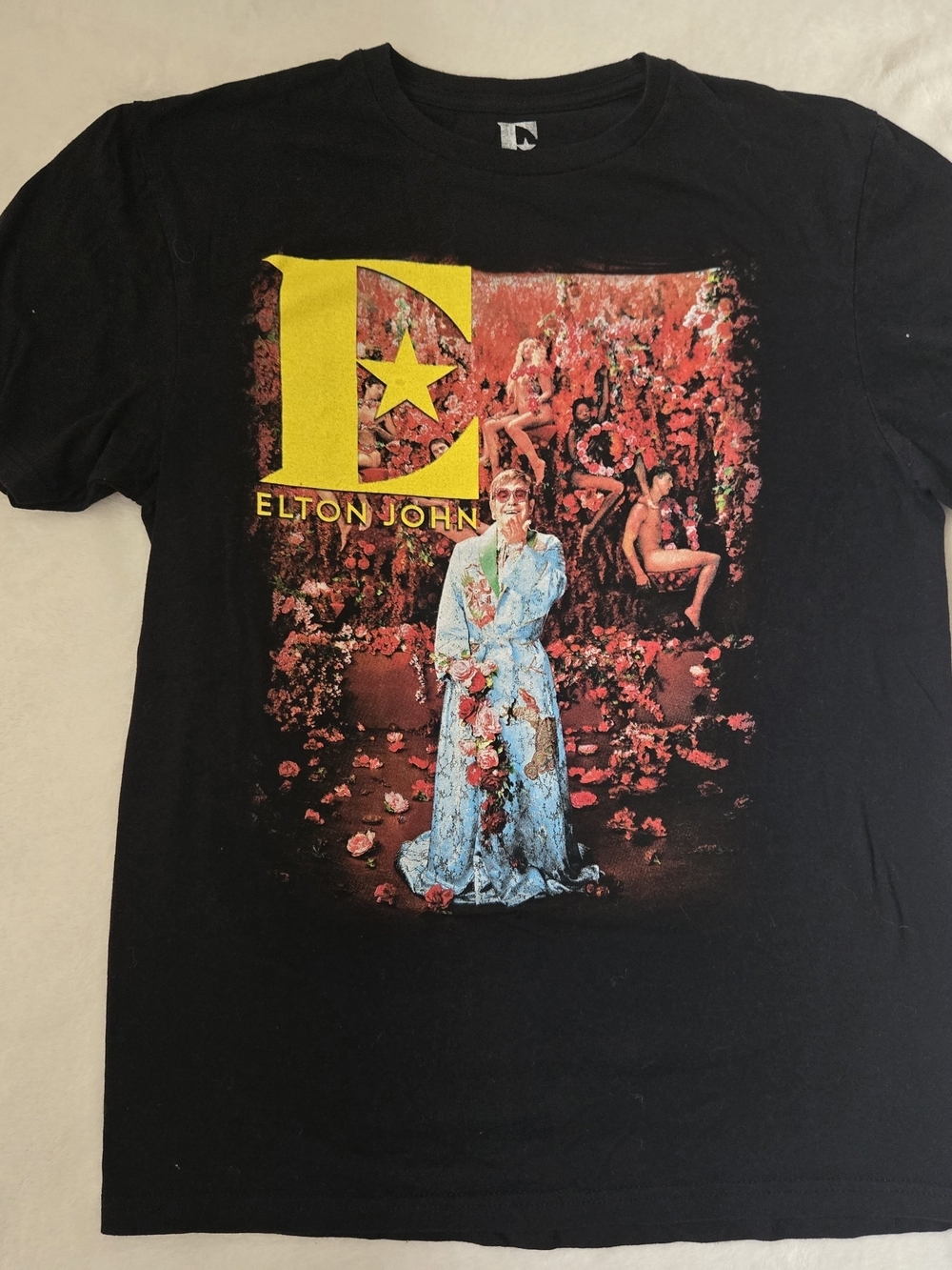 Elton John Black Graphic Short Sleeve Tee